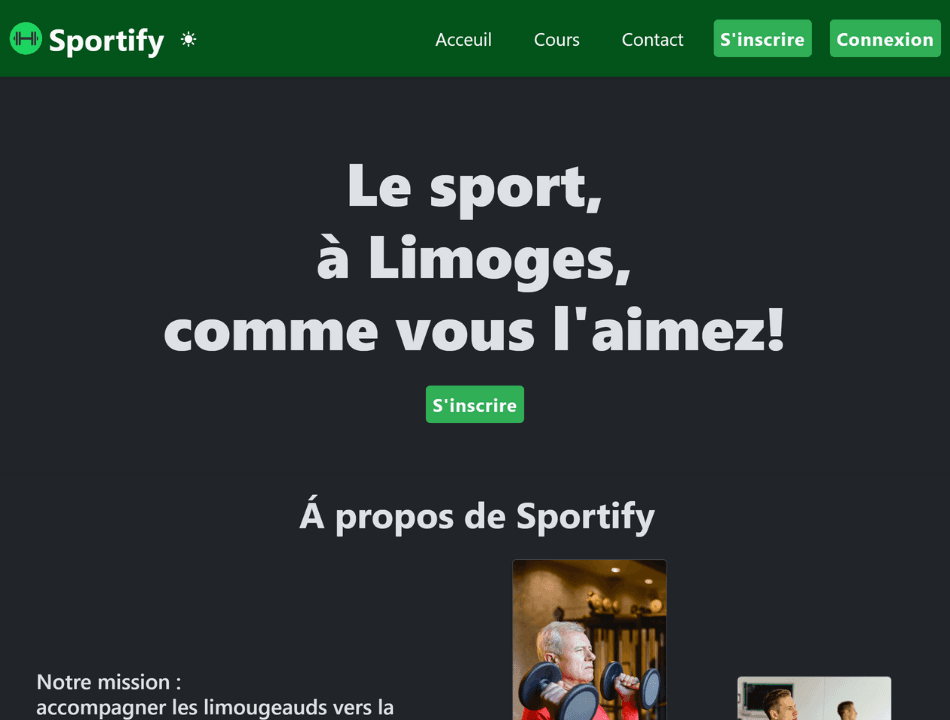 Sportify sign-in page